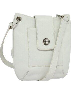 BVLGARI Shoulder Bag Leather White Silver